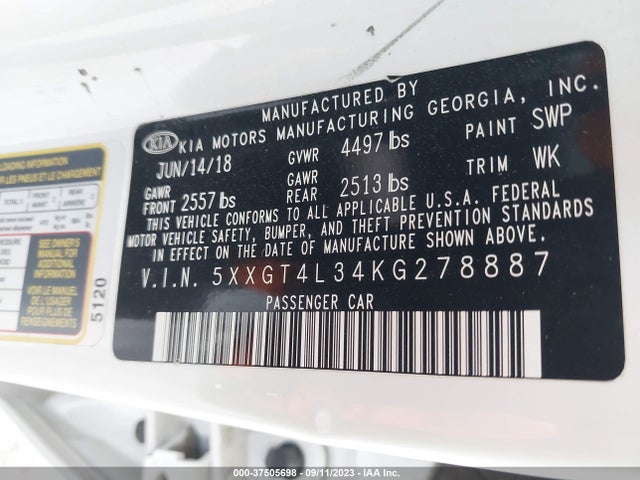 KIA Optima Lx 2019 5XXGT4L34KG278887 Image 9