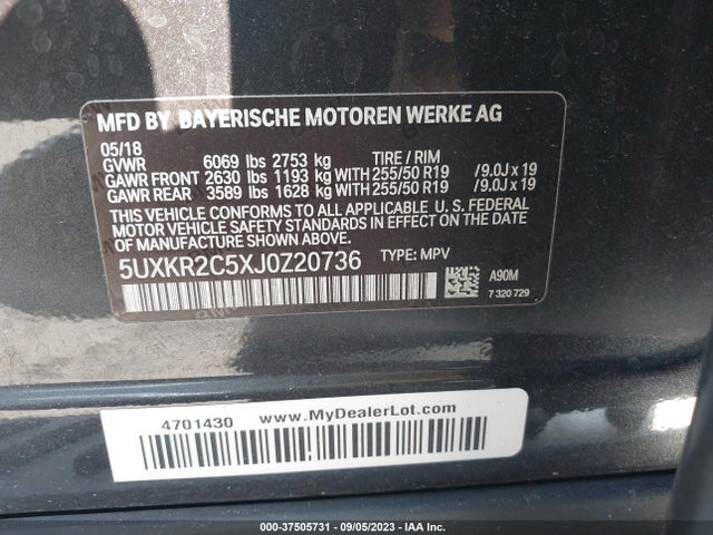 BMW X5 Sdrive35i 2018 5UXKR2C5XJ0Z20736 Image 9