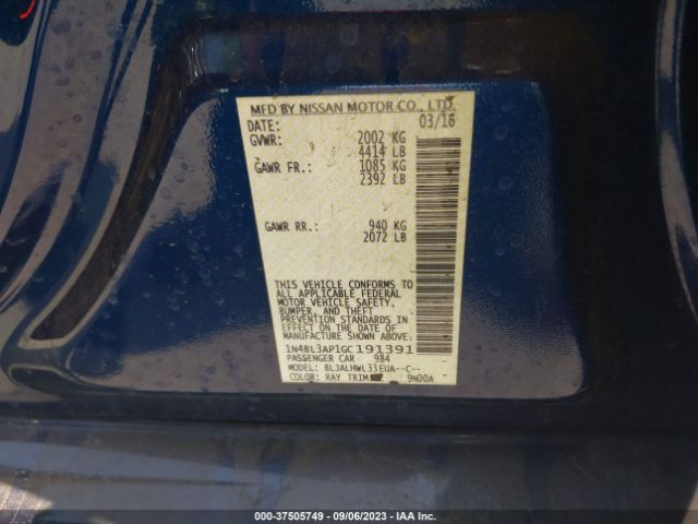 1N4BL3AP1GC191391 Nissan Altima 3.5 Sr
