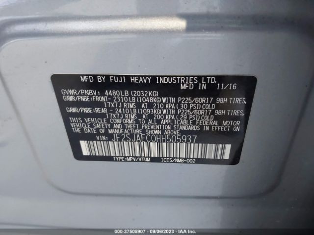 JF2SJAEC0HH505937 Subaru Forester Premium