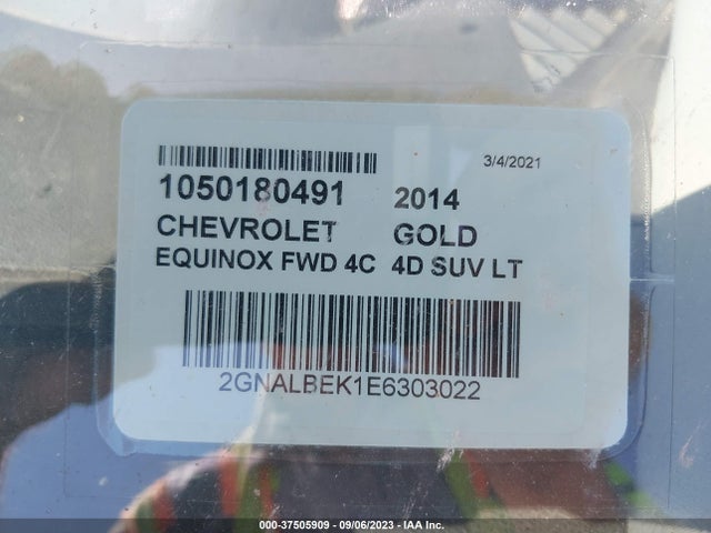 Chevrolet EQUINOX LT 2014 2GNALBEK1E6303022 Image 9
