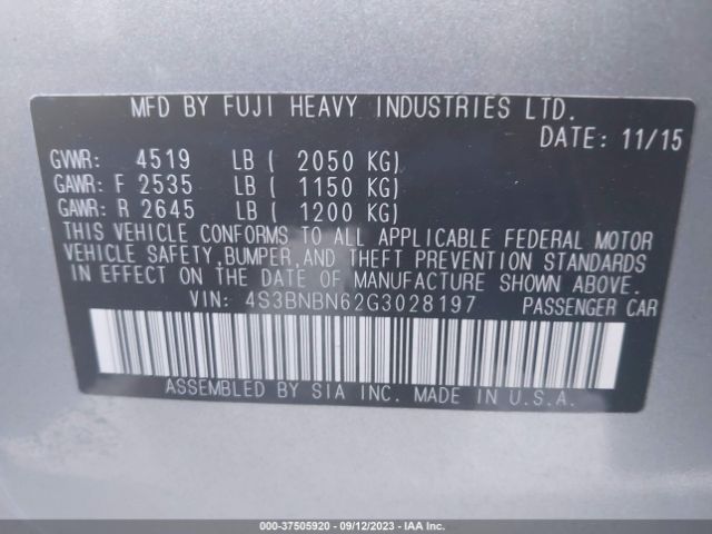 4S3BNBN62G3028197 Subaru Legacy 2.5i Limited