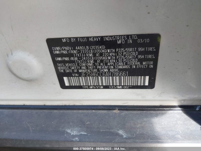 2010 SUBARU FORESTER 2.5X PREMIUM VIN: JF2SH6CC6AH786661