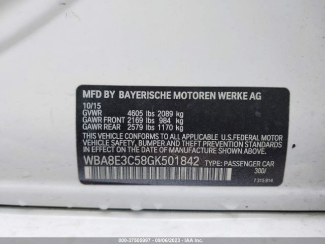 WBA8E3C58GK501842 BMW 3 Series 328i Xdrive