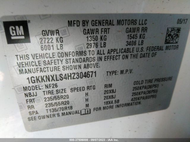 1GKKNXLS4HZ304671 GMC Acadia Denali