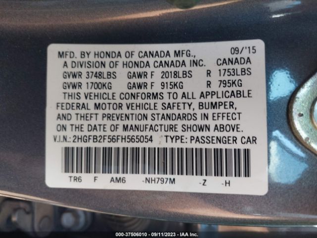 2HGFB2F56FH565054 Honda Civic Sedan Lx