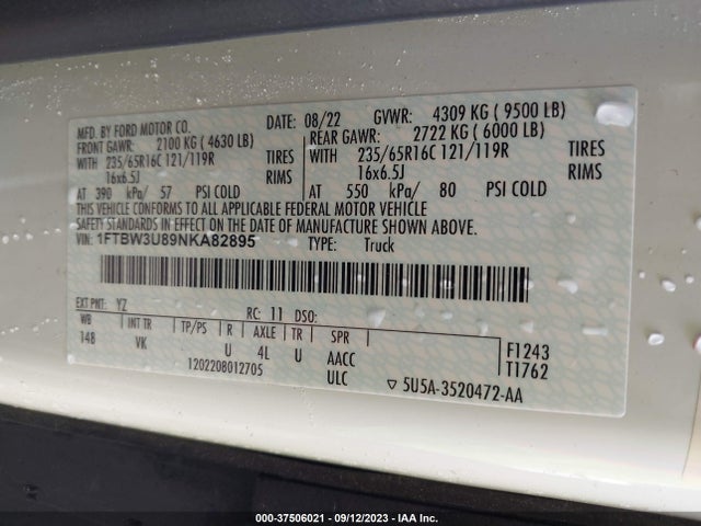 Ford Transit-350 Cargo Van 2022 1FTBW3U89NKA82895 Image 9