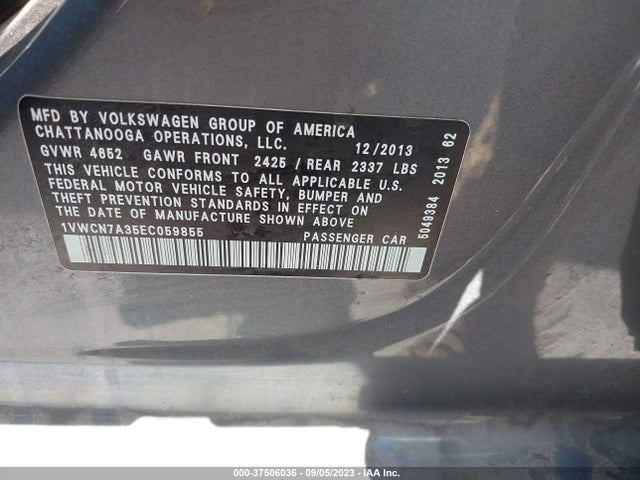 1VWCN7A35EC059855 Volkswagen Passat Tdi Sel Premium