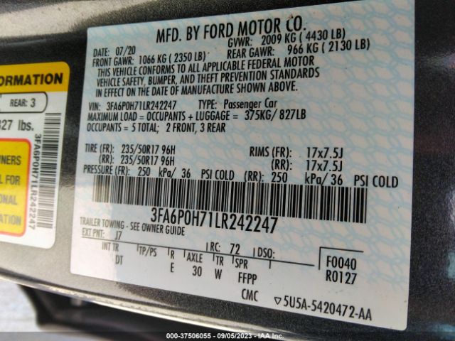3FA6P0H71LR242247 Ford FUSION SE