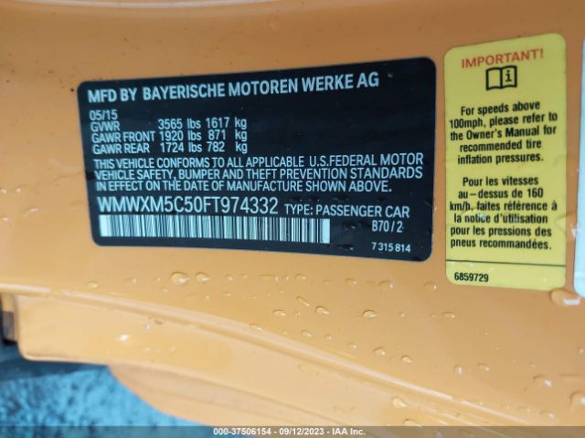 WMWXM5C50FT974332 Mini COOPER HARDTOP