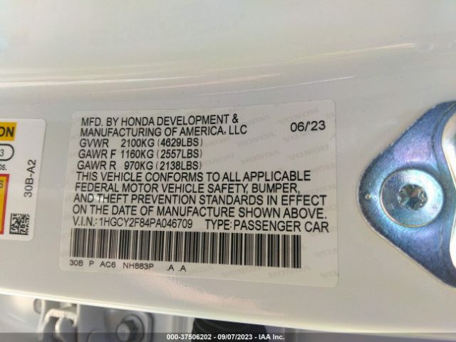 1HGCY2F84PA046709 Honda Accord Hybrid Touring