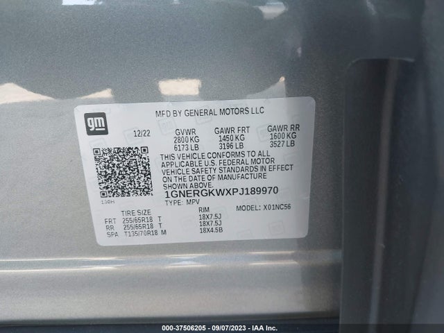 Chevrolet Traverse Lt Cloth 2023 1GNERGKWXPJ189970 Image 9