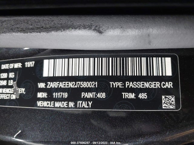 ZARFAEEN2J7580021 Alfa Romeo Giulia Ti Lusso