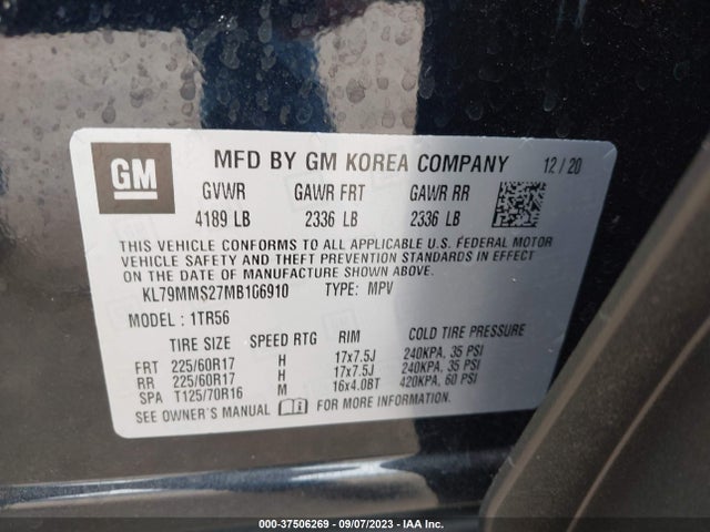 Chevrolet Trailblazer Ls 2021 KL79MMS27MB106910 Image 9