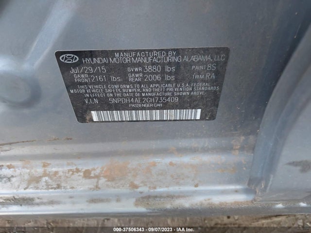 2016 HYUNDAI ELANTRA SE VIN: 5NPDH4AE2GH735409