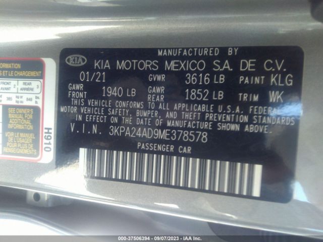 3KPA24AD9ME378578 KIA RIO S