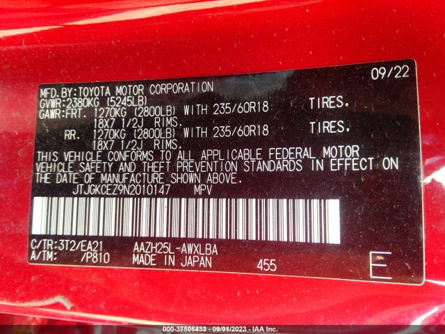 JTJGKCEZ9N2010147 Lexus Nx Nx 350h Premium