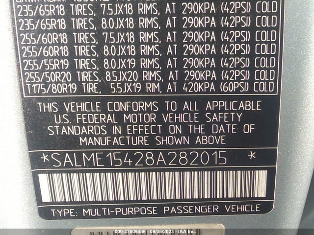 2008 LAND ROVER RANGE ROVER HSE VIN: SALME15428A282015