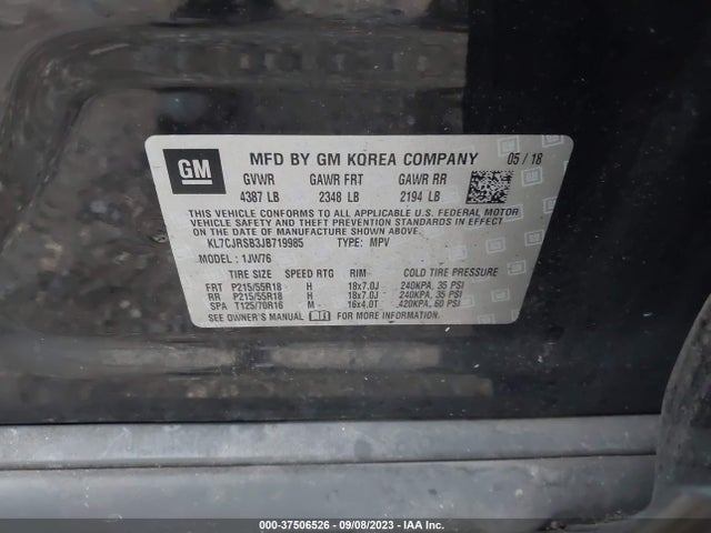 Chevrolet Trax Premier 2018 KL7CJRSB3JB719985 Image 9