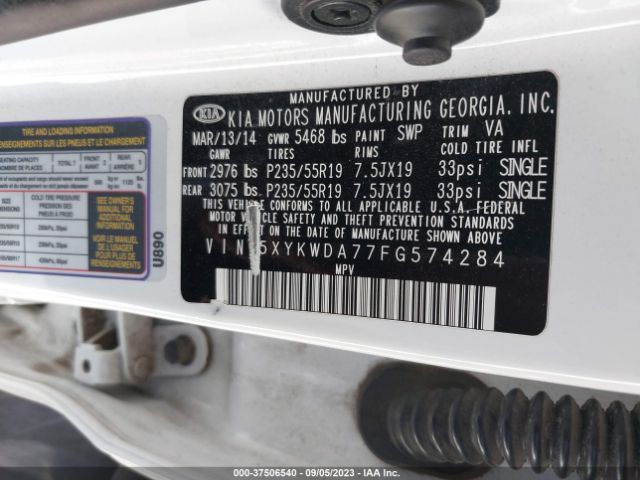 5XYKWDA77FG574284 KIA Sorento Sx Limited