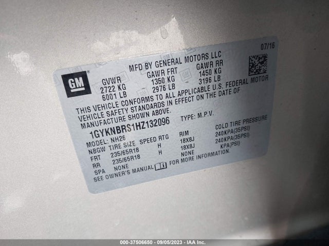 1GYKNBRS1HZ132096 Cadillac Xt5 Luxury Fwd