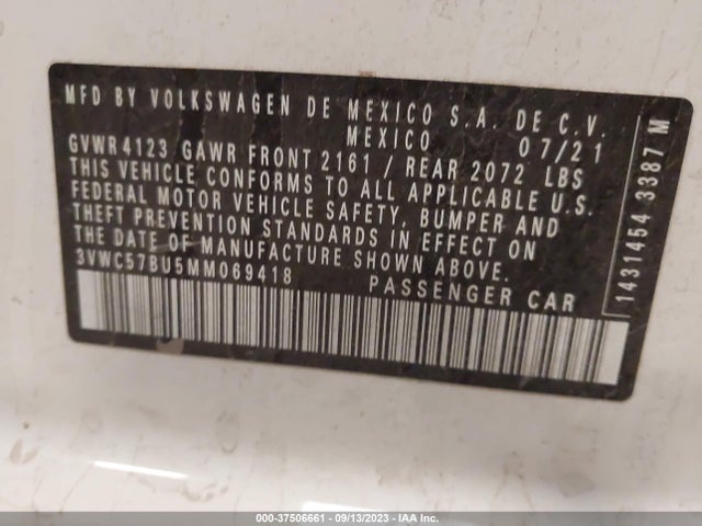 3VWC57BU5MM069418 Volkswagen Jetta 1.4t R-line/1.4t S/1.4t Se