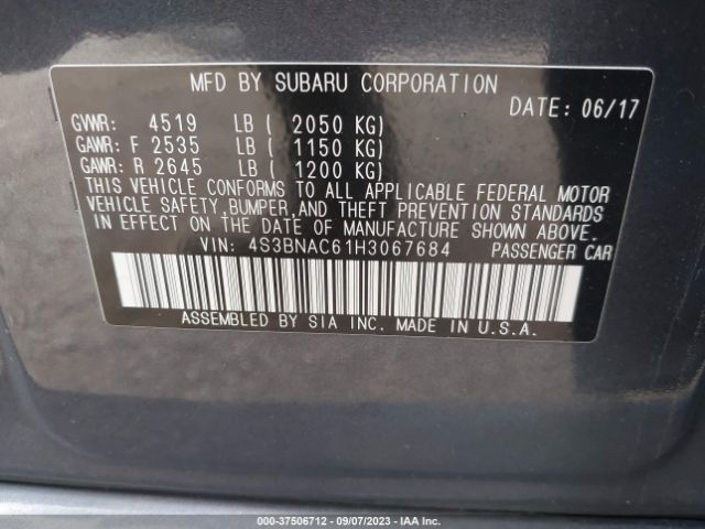 4S3BNAC61H3067684 Subaru Legacy Premium