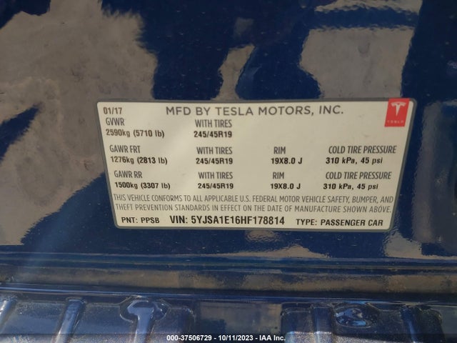 Tesla Model S 60/75 2017 5YJSA1E16HF178814 Image 9