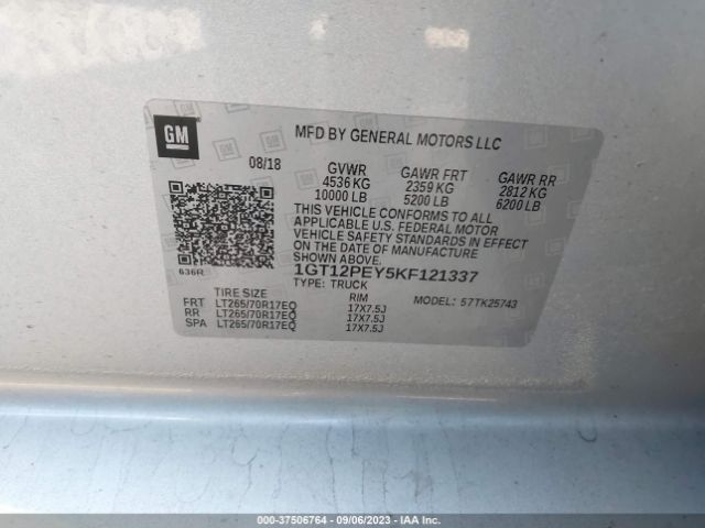 1GT12PEY5KF121337 GMC Sierra 2500hd Sle
