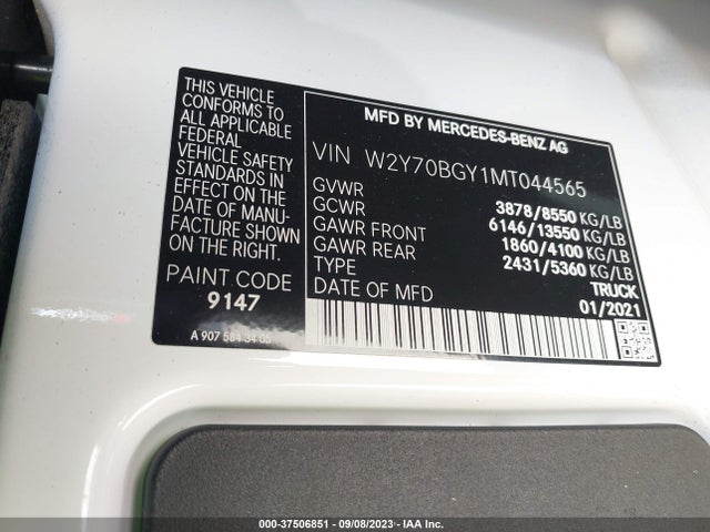 2021 Freightliner Sprinter, VIN: W2Y70BGY1MT044565