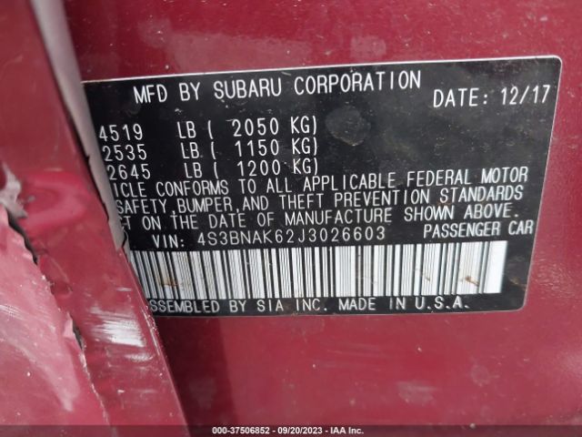 4S3BNAK62J3026603 Subaru Legacy Limited