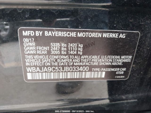 WBAJA9C53JB033400 BMW 5 Series 530e Iperformance