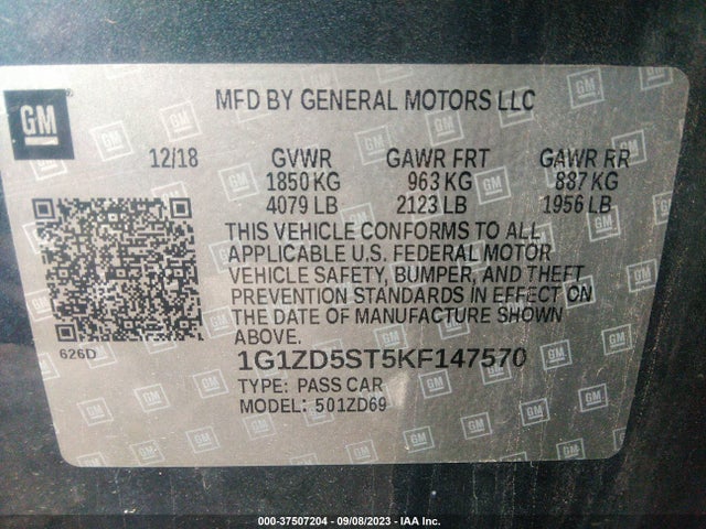 Chevrolet MALIBU LT 2019 1G1ZD5ST5KF147570 Image 9