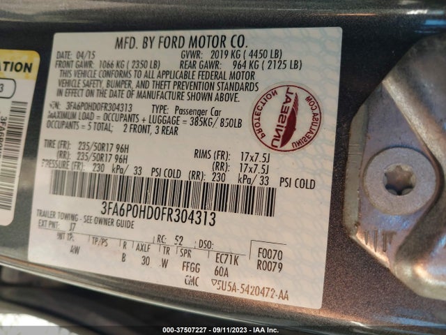 Ford FUSION SE 2015 3FA6P0HD0FR304313 Image 15