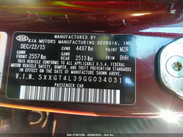 5XXGT4L39GG034031 KIA Optima Lx