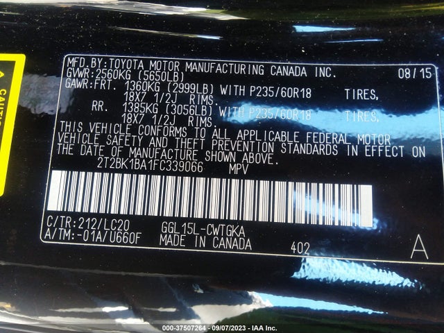 2T2BK1BA1FC339066 Lexus RX 350