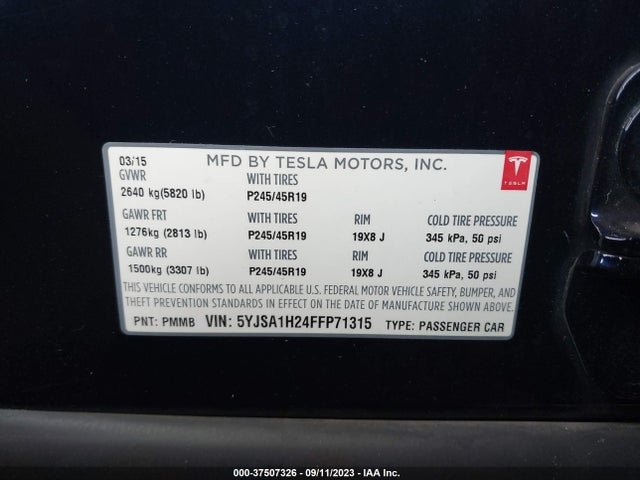 5YJSA1H24FFP71315 Tesla Model S 85d/p85d/70d/90d/p90d
