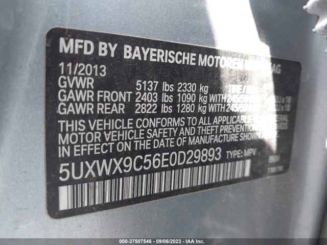 BMW X3 Xdrive28i 2014 5UXWX9C56E0D29893 Image 9