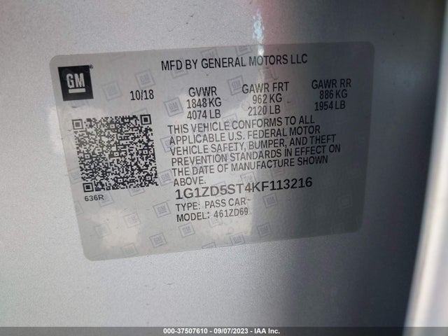 Chevrolet MALIBU LT 2019 1G1ZD5ST4KF113216 Image 9