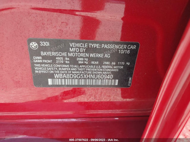 WBA8D9G5XHNU60940 BMW 3 Series 330i Xdrive