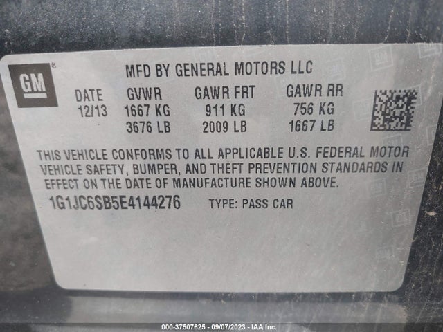 Chevrolet SONIC LT 2014 1G1JC6SB5E4144276 Image 9