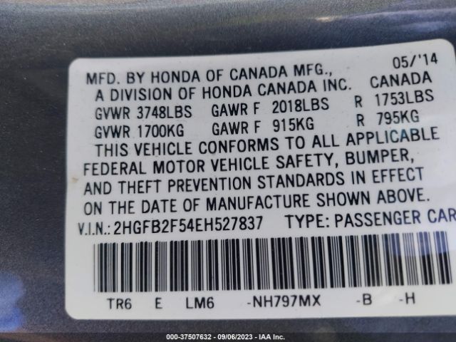 2HGFB2F54EH527837 Honda Civic Sedan Lx
