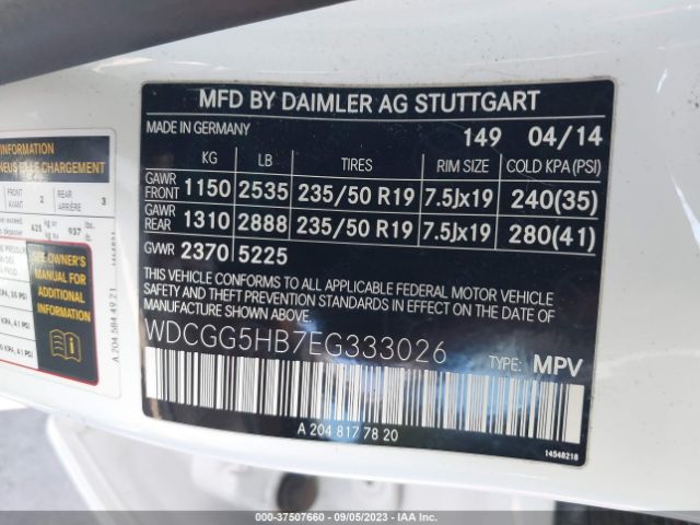 WDCGG5HB7EG333026 Mercedes-Benz Glk-class Glk 350