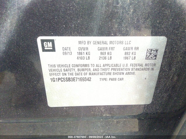 Chevrolet Cruze 1lt 2014 1G1PC5SB3E7169342 Image 9