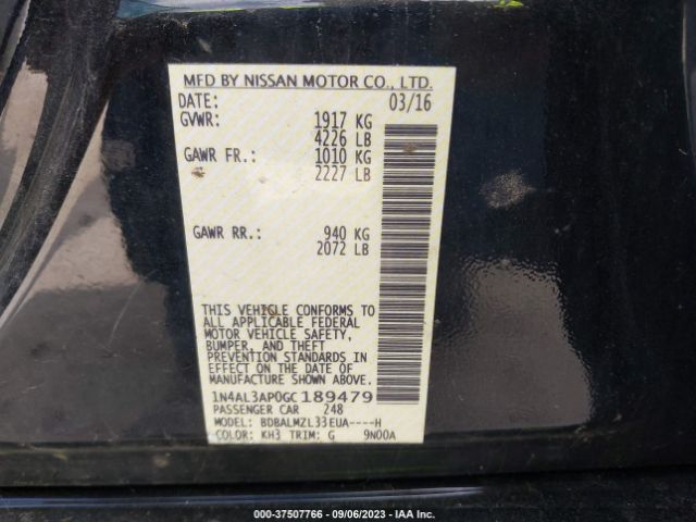 1N4AL3AP0GC189479 Nissan Altima 2.5 Sv