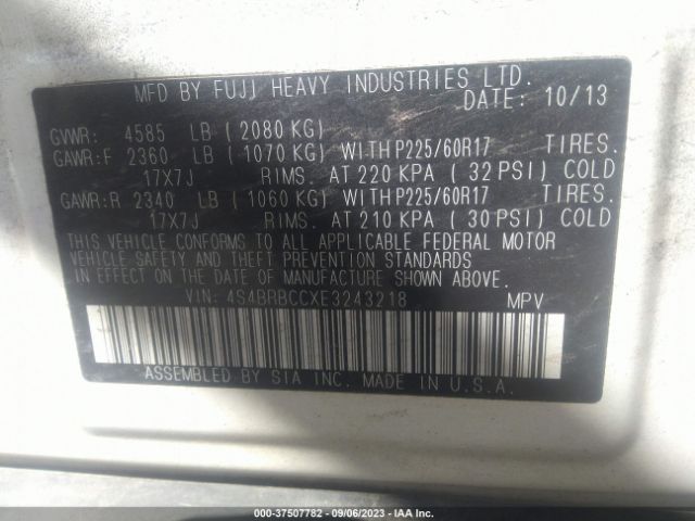 4S4BRBCCXE3243218 Subaru Outback 2.5i Premium