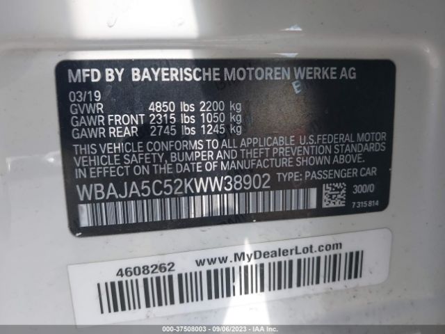 WBAJA5C52KWW38902 BMW 5 Series 530i