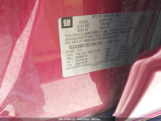 1GTG5DE17G1184124 GMC Canyon 2wd Slt