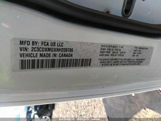 2C3CDXMGXNH209786 Dodge CHARGER GT