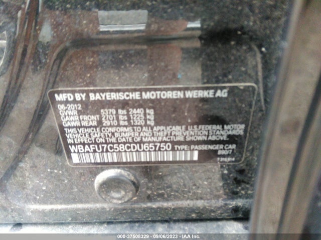 2012 BMW 5 SERIES 535I XDRIVE VIN: WBAFU7C58CDU65750